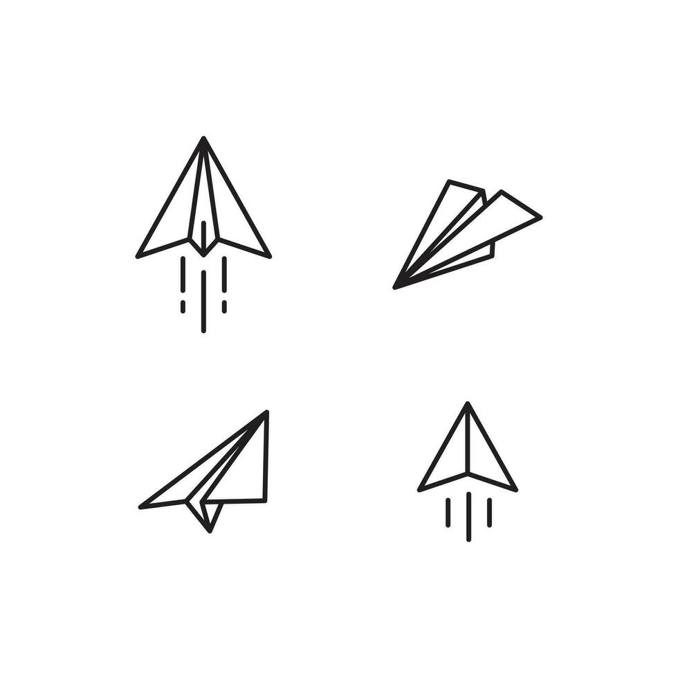 Set of Simple Flat Paper Plane Icon Illustration Design, Paper Plane Symbol Collection with Outlined Style Template Vector