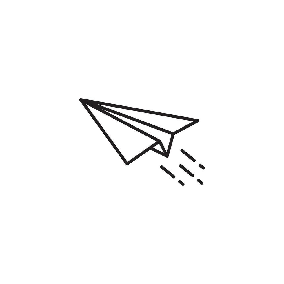 Simple Flat Flying Paper Plane Icon Illustration Design, Paper Plane Symbol with Outlined Style Template Vector