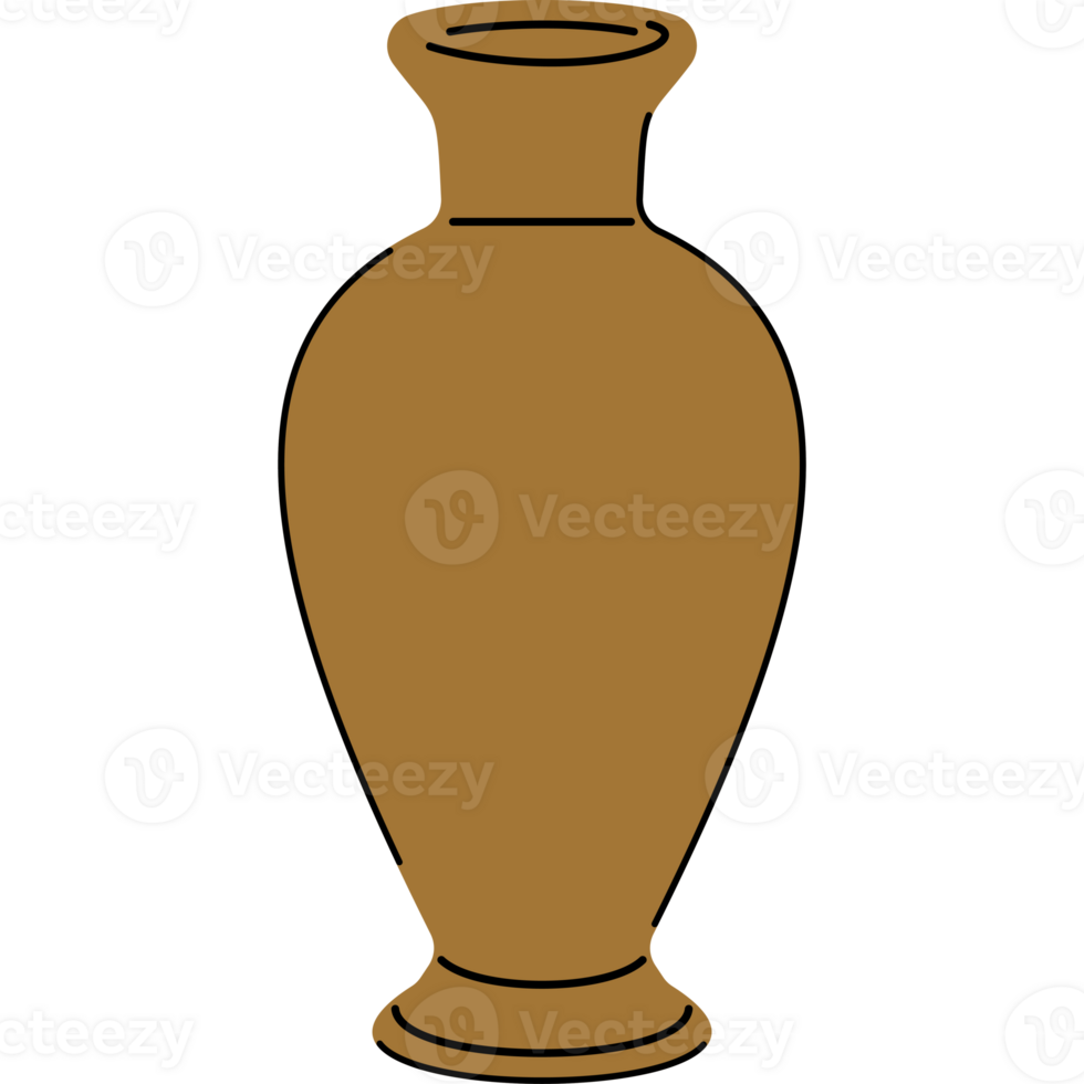 Minimalist Bohemian Style Terracotta Ceramics. Flower Vase Isolated on Transparent Background png