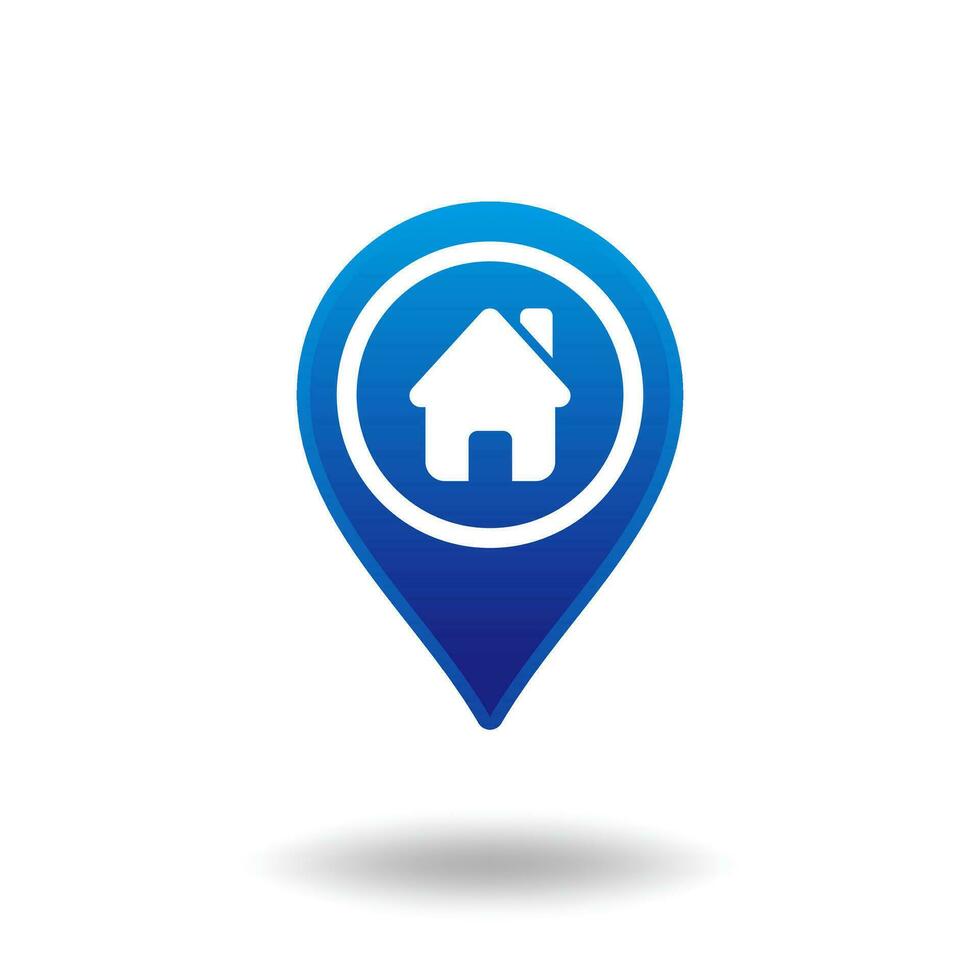 Simple Blue Home Location Icon Design, Home Location Pin Button Illustration Vector