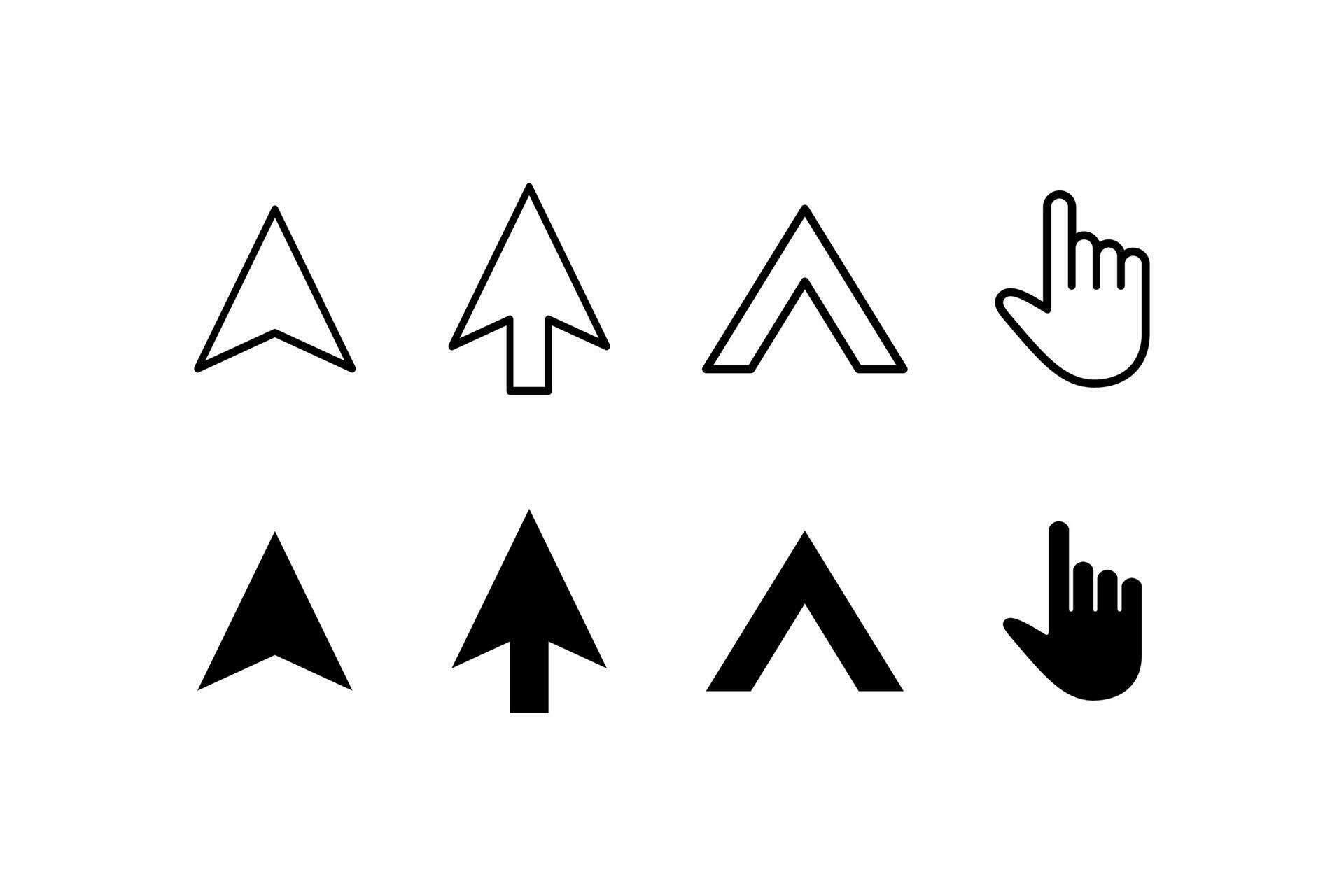 Set of Simple Various Cursor Icon Illustration Design, Silhouette of