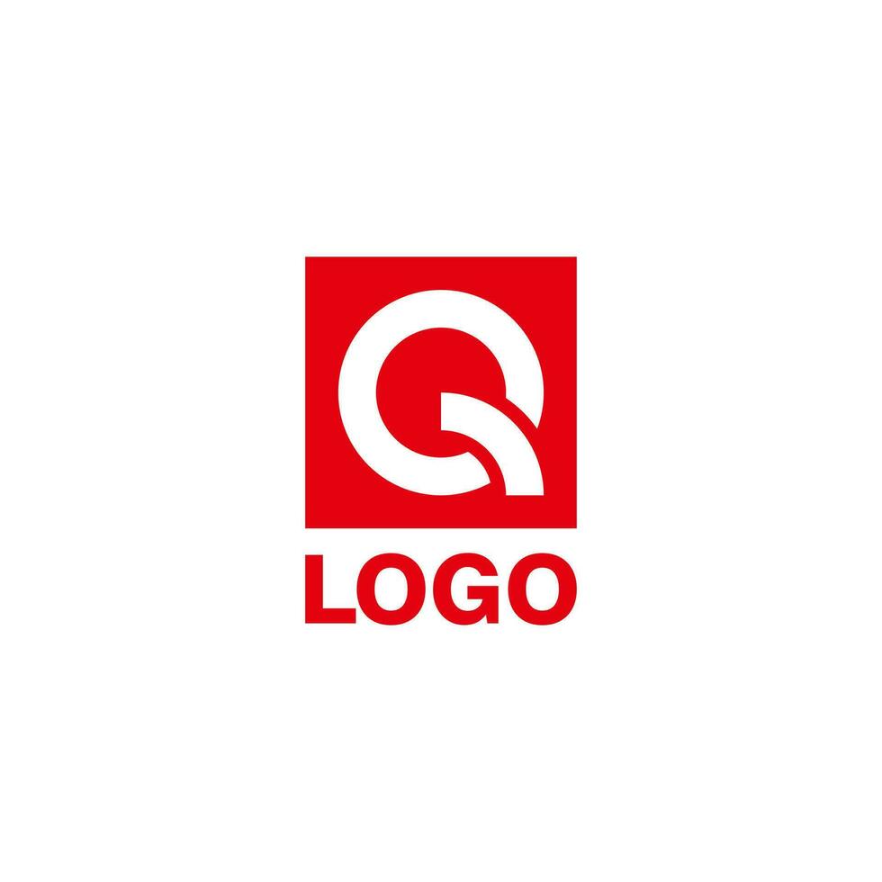 simple q letter logo design with red color vector