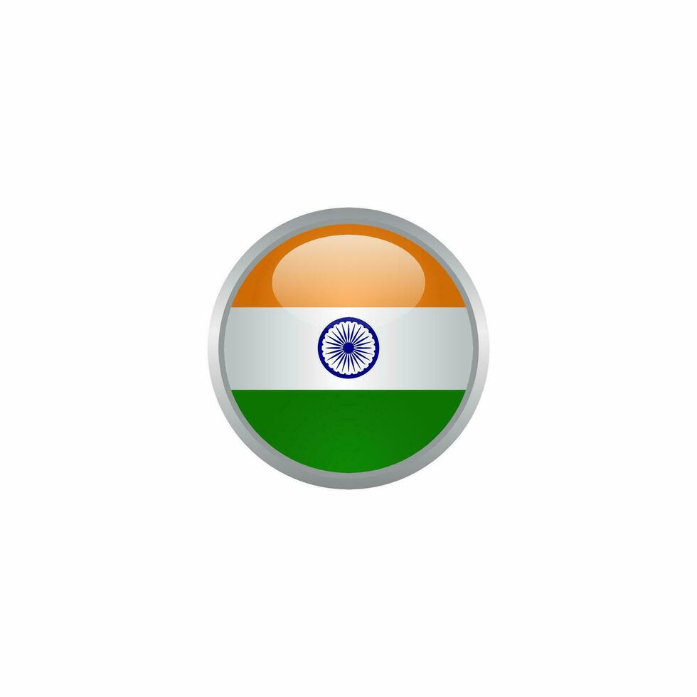 sencillo India bandera botón diseño, 3d India brillante icono modelo vector