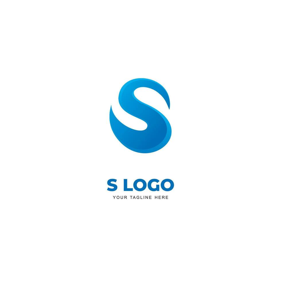 Simple Flowing Letter S Logo Design, Modern Blue S Symbol Inspiration Vector