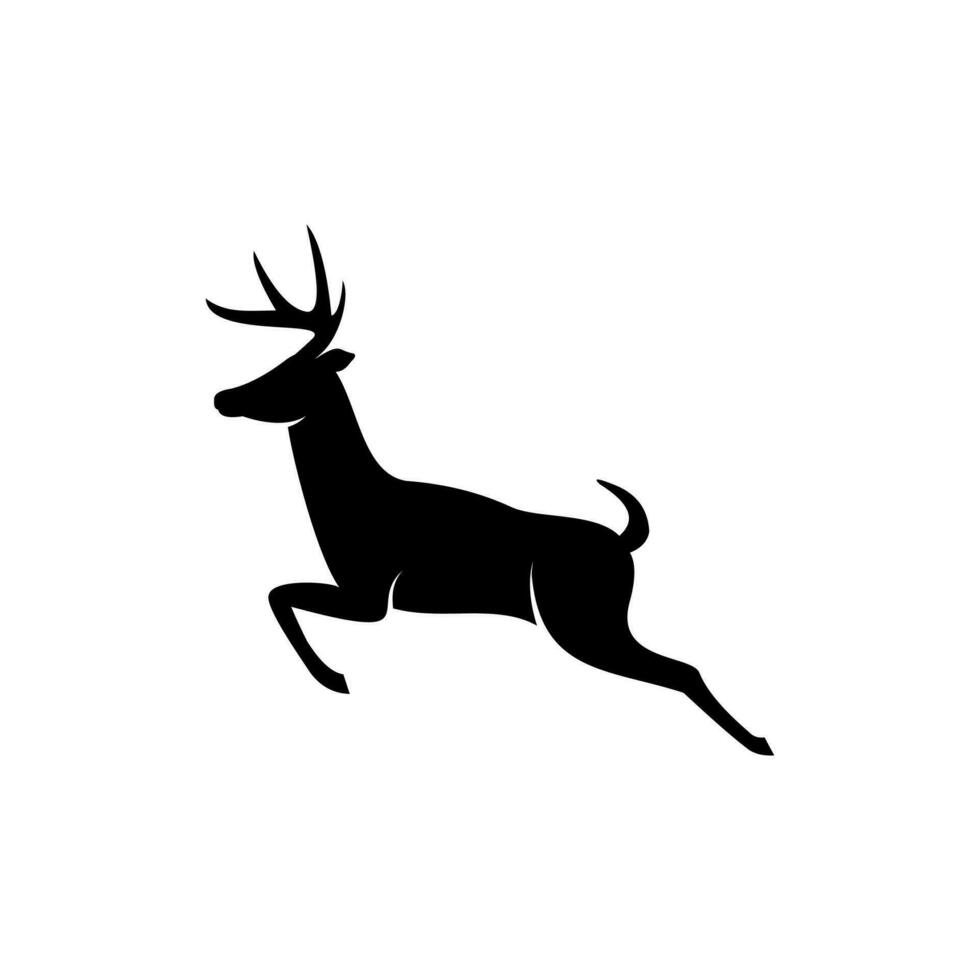 jumping deer icon illustration, simple deer logo design vector