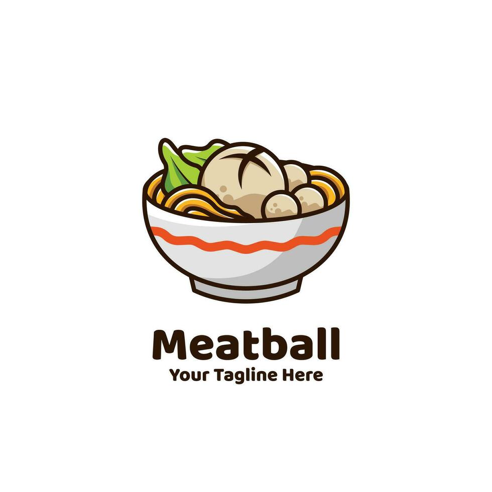 simple meatball logo with outlined style vector