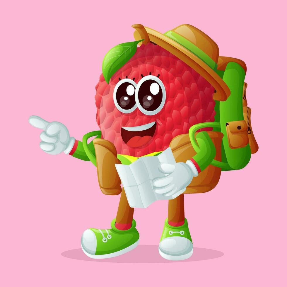 lychee personaje como un turista vector