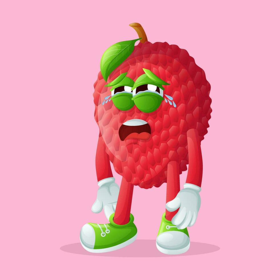 lychee personaje con un llorando cara vector