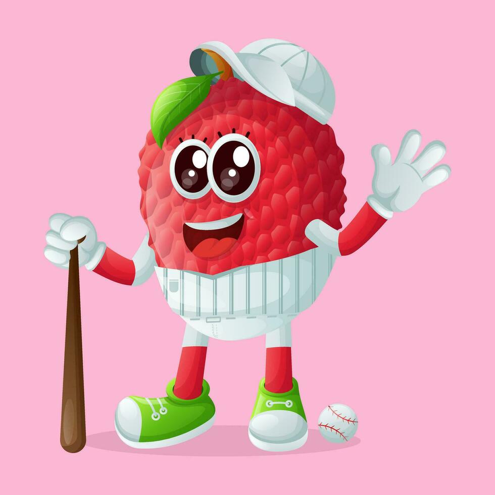 lychee personaje jugando béisbol vector