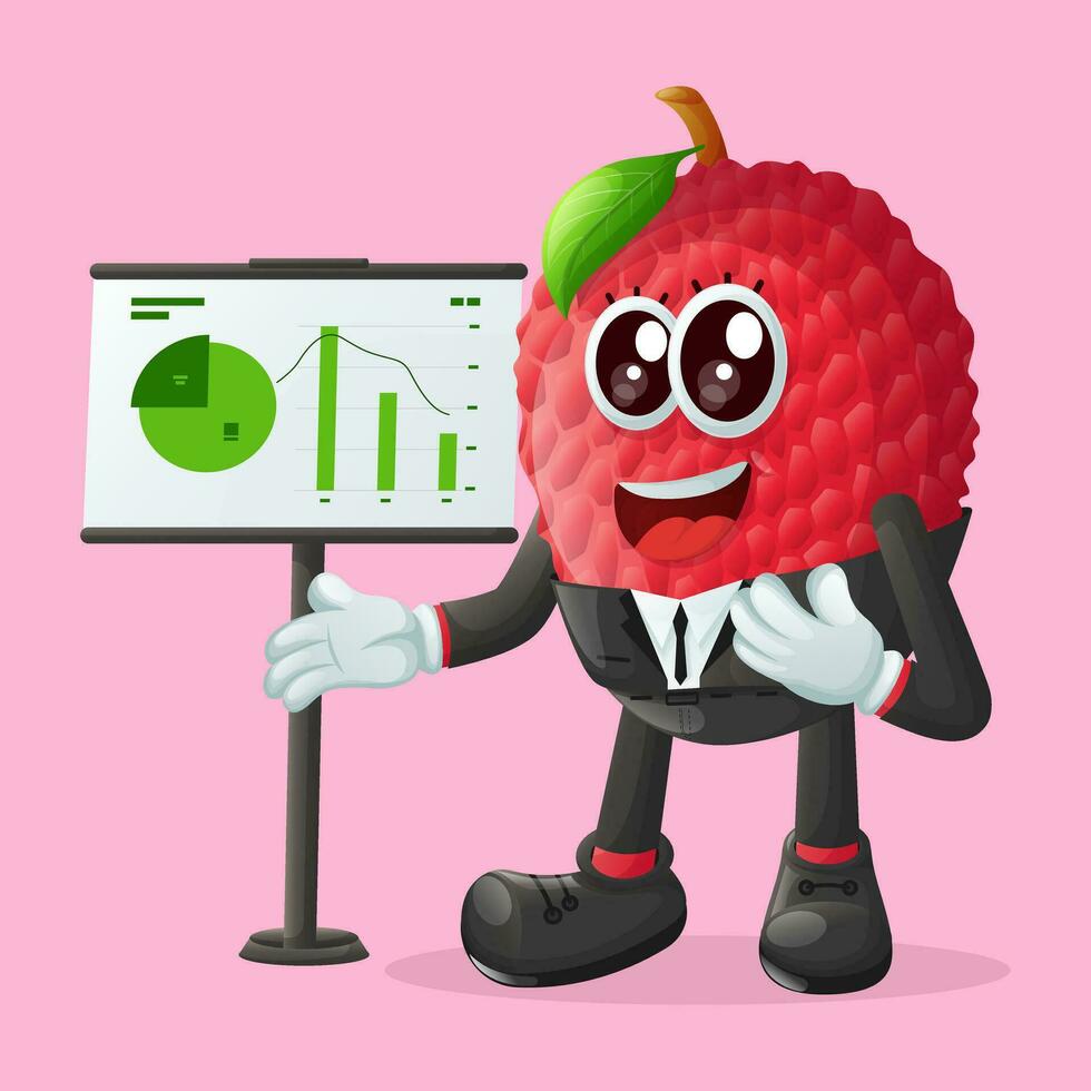lychee character making a presentation vector
