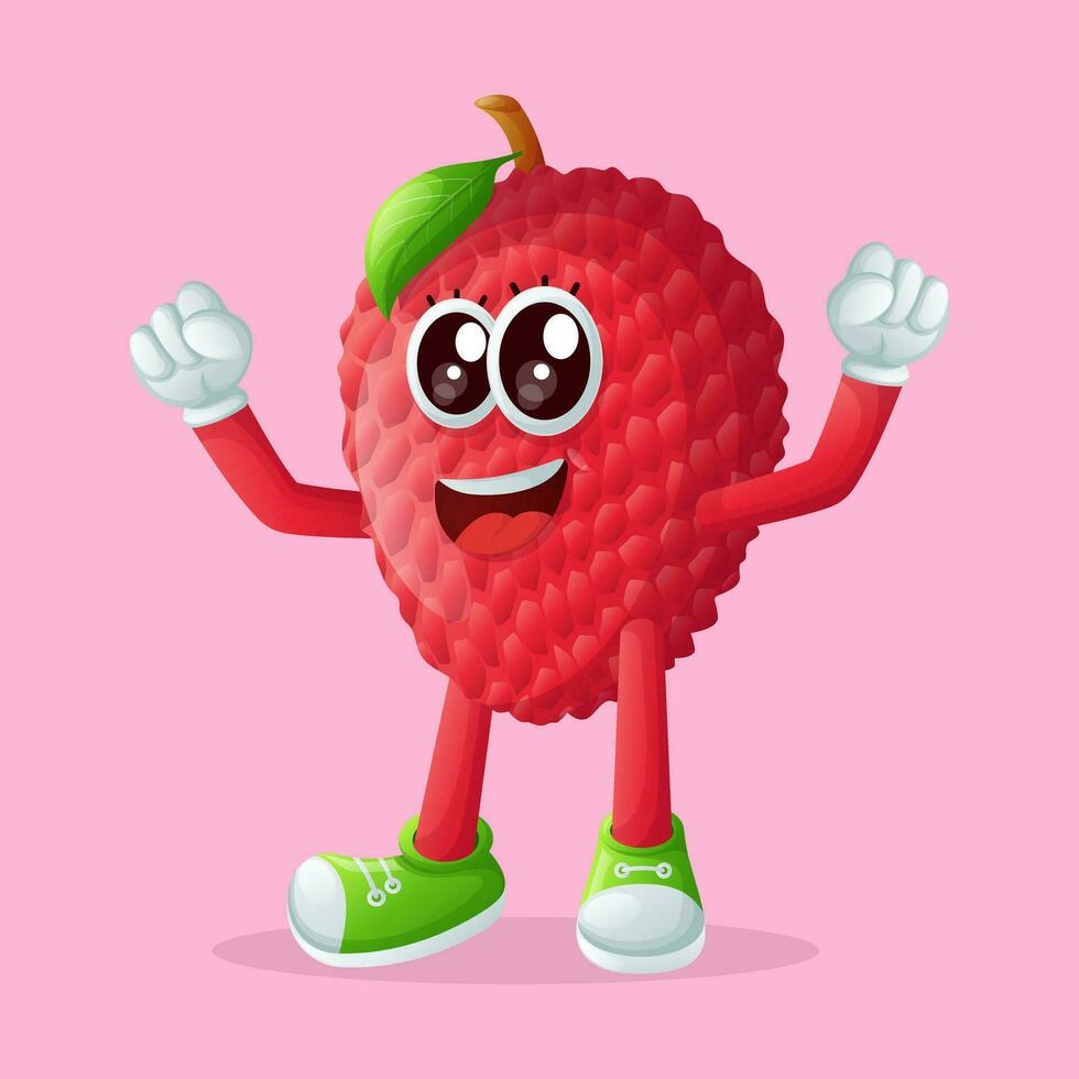lychee character making a victory sign vector