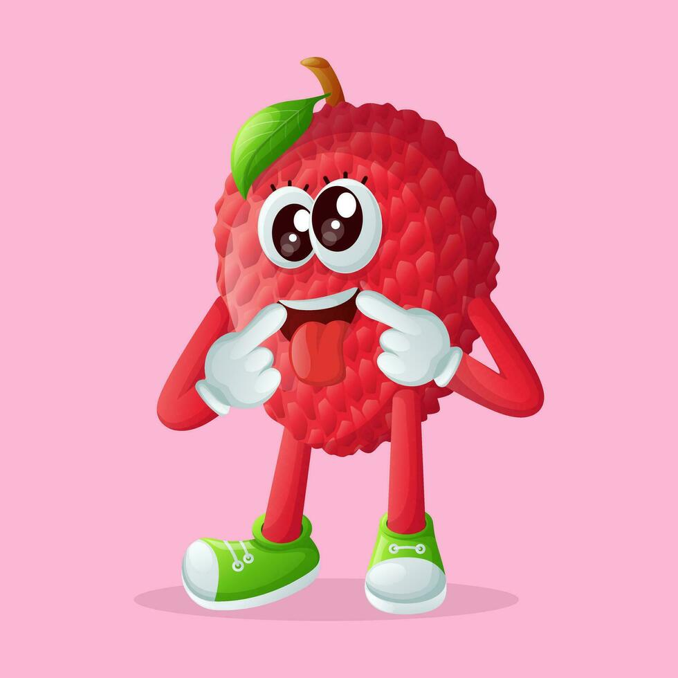 lychee character with silly expression vector