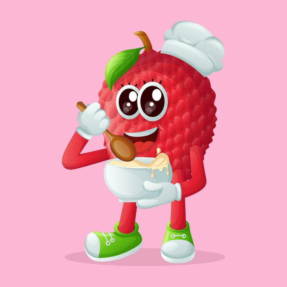 lychee character mixing ingredients vector