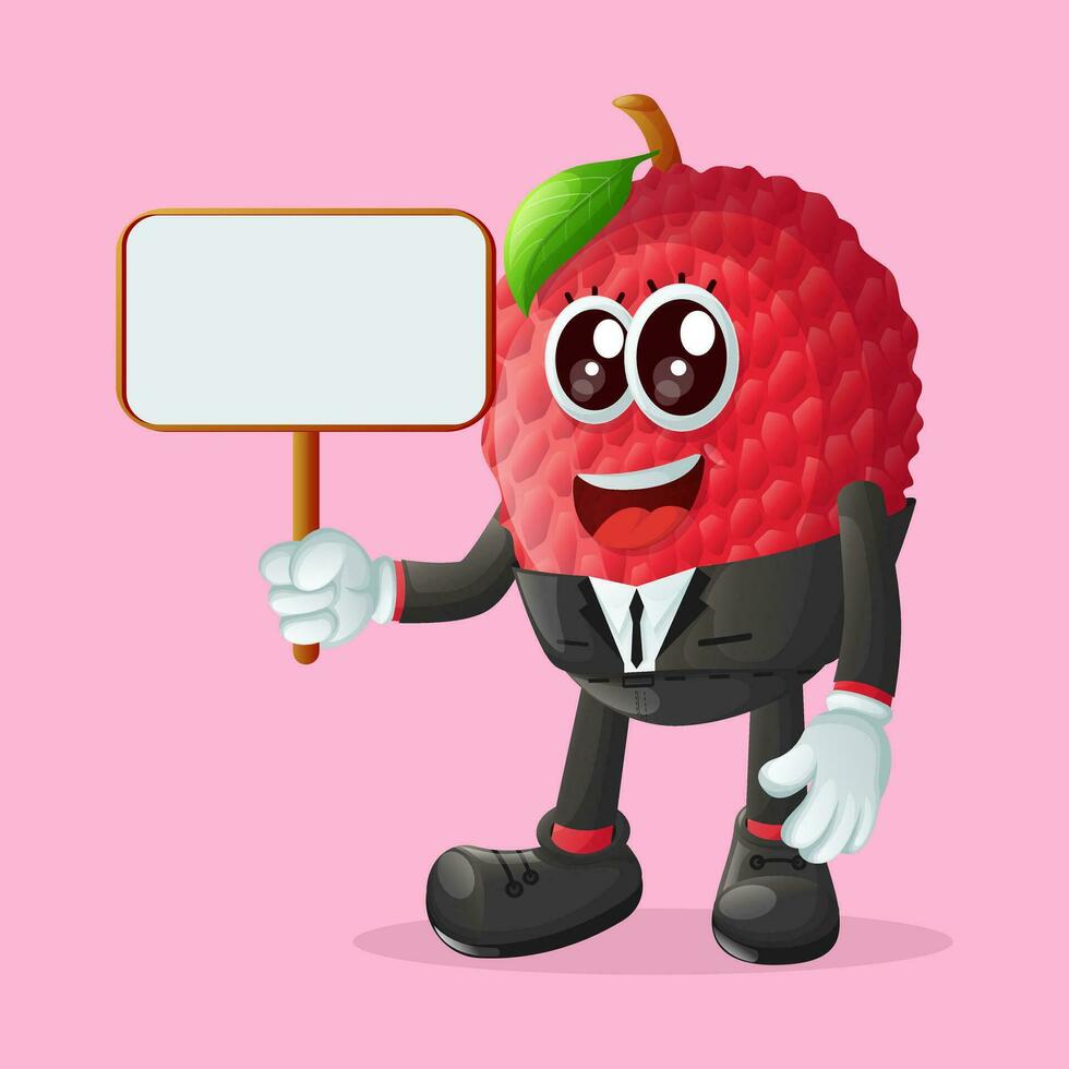 lychee character holding a billboard sign vector