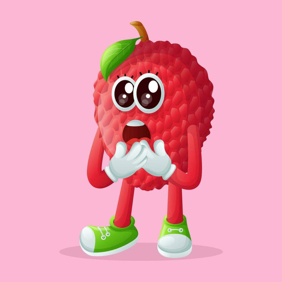 lychee character with a surprised face and open mouth vector