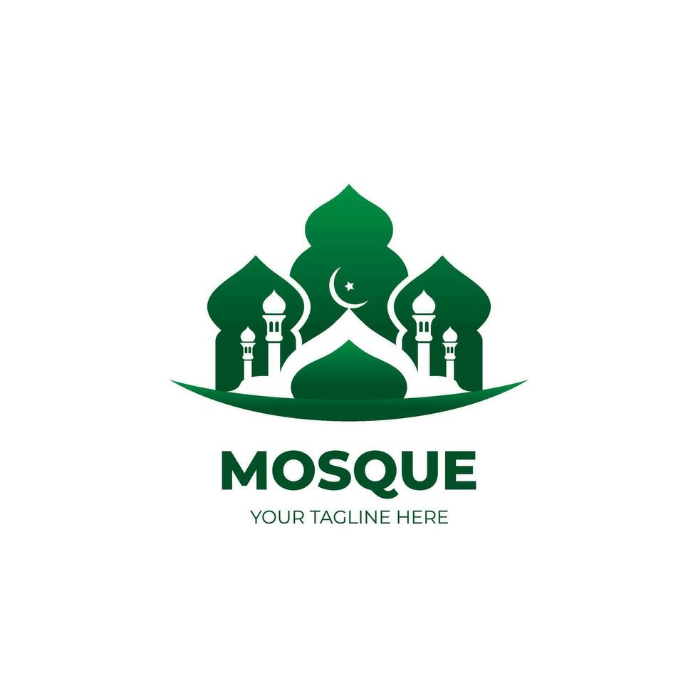 Green Mosque Logo Design Vector, Islamic Symbol Illustration vector