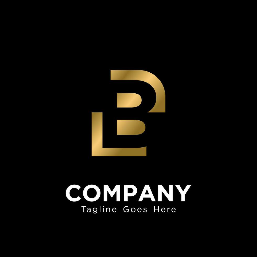Letter B Logo Design with Golden Gradient Isolated on Black Background, Elegant B Logo Inspiration Template Vector