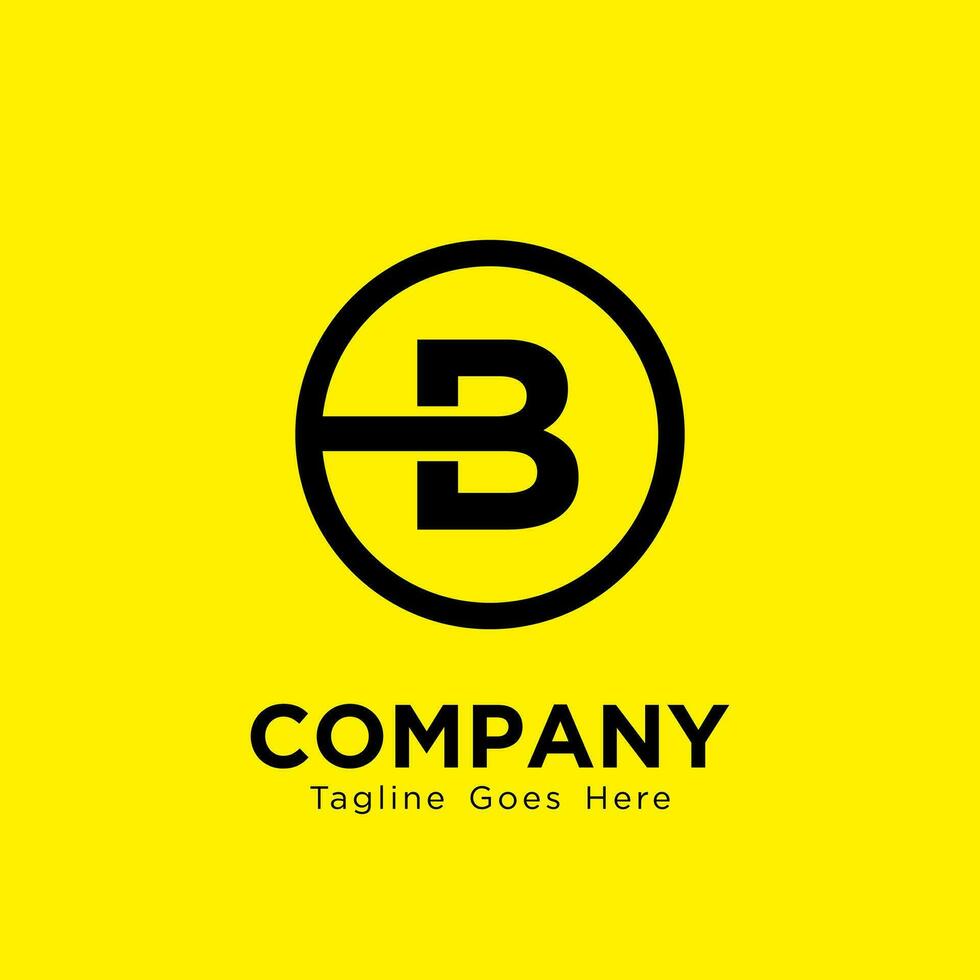 Letter B Logo Design with Circle Shape Isolated on Yellow Background, Modern B Logo Inspiration Template Vector