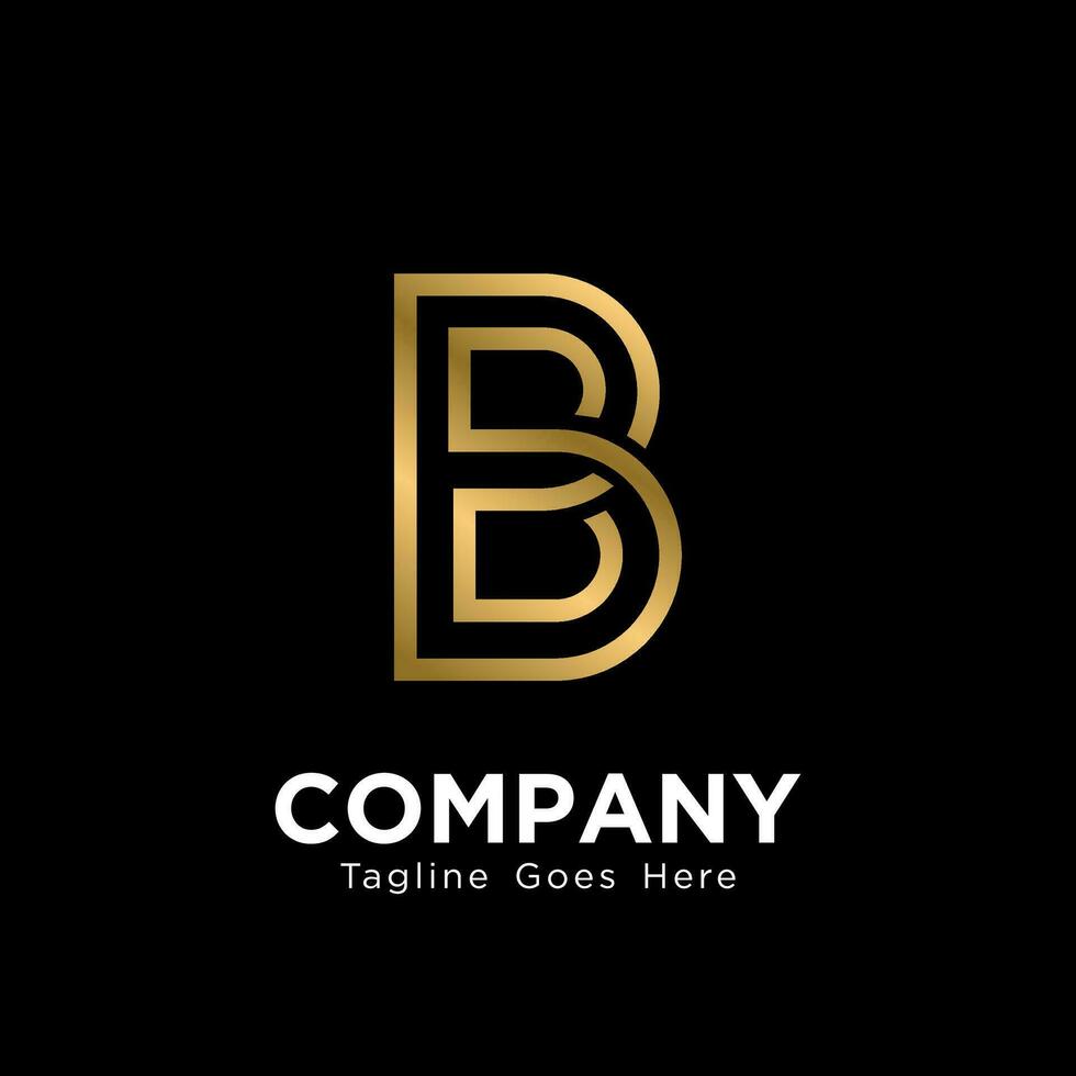 Letter B Logo Design with Golden Gradient Isolated on Black Background, Elegant B Logo Inspiration Template Vector