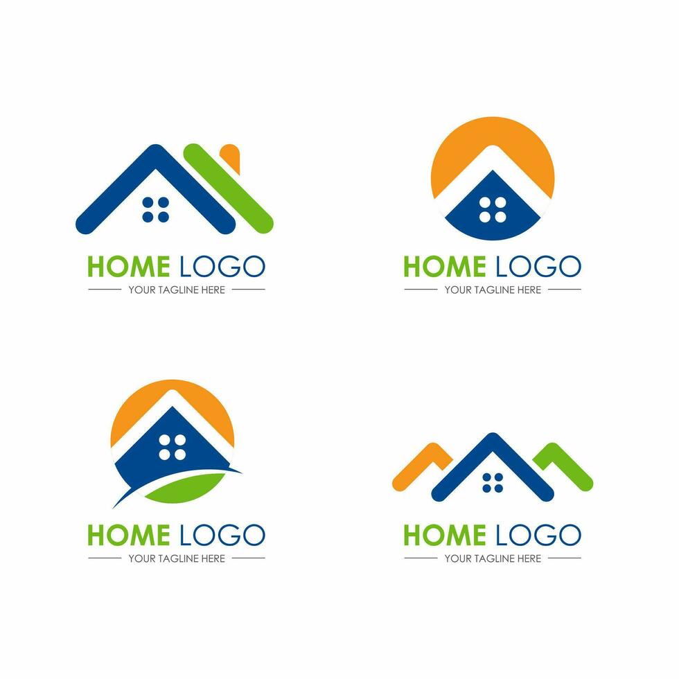 conjunto de sencillo hogar edificio logo icono diseño modelo vector