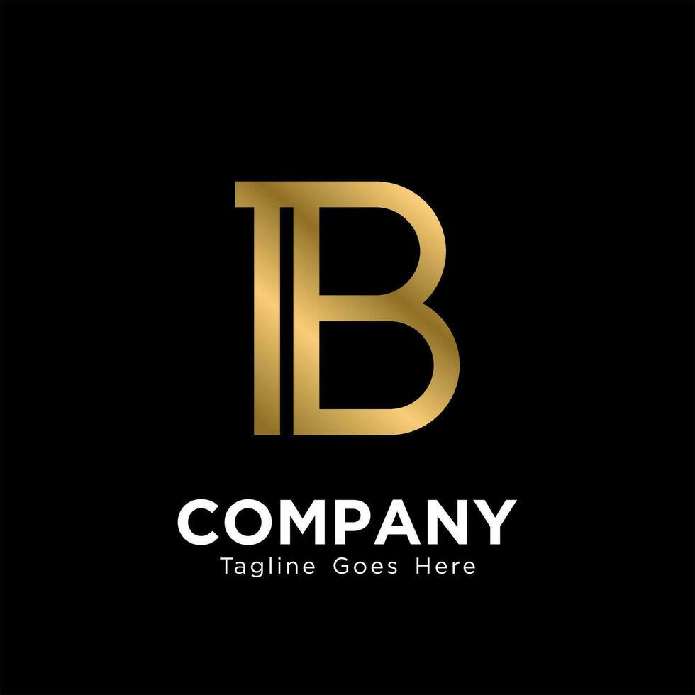 Letter B Logo Design with Golden Gradient Isolated on Black Background, Elegant B Logo Inspiration Template Vector