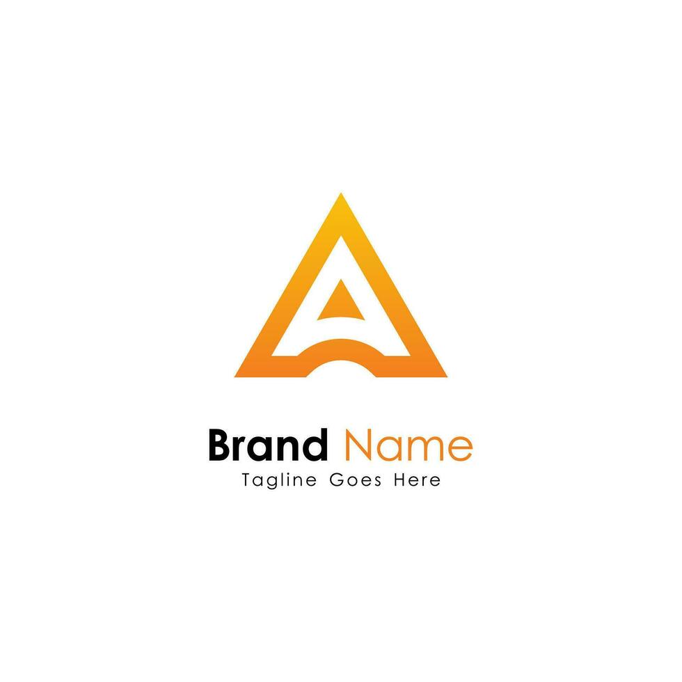 Modern Letter A Logo Design with Orange Color Isolated on White Background, Simple Triangle A Logo Inspiration Template Vector