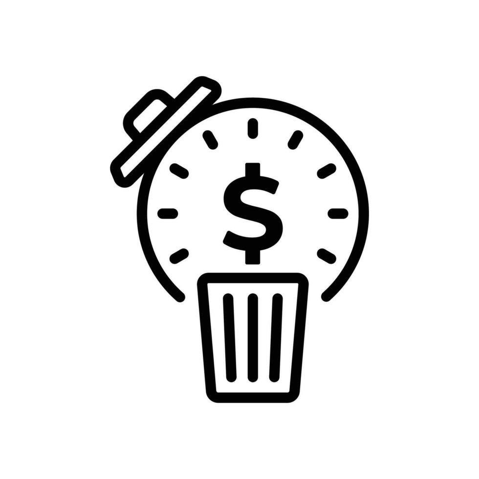 line icon vector of trash can for money or investment