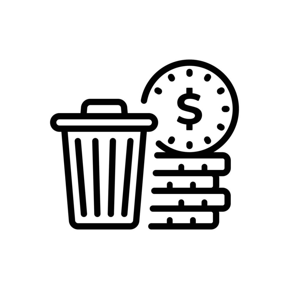 line icon vector of wasting investment or money trash