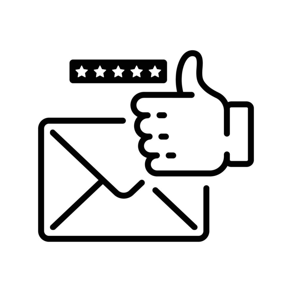 line style icon design of email and thumbs up emoji notification vector