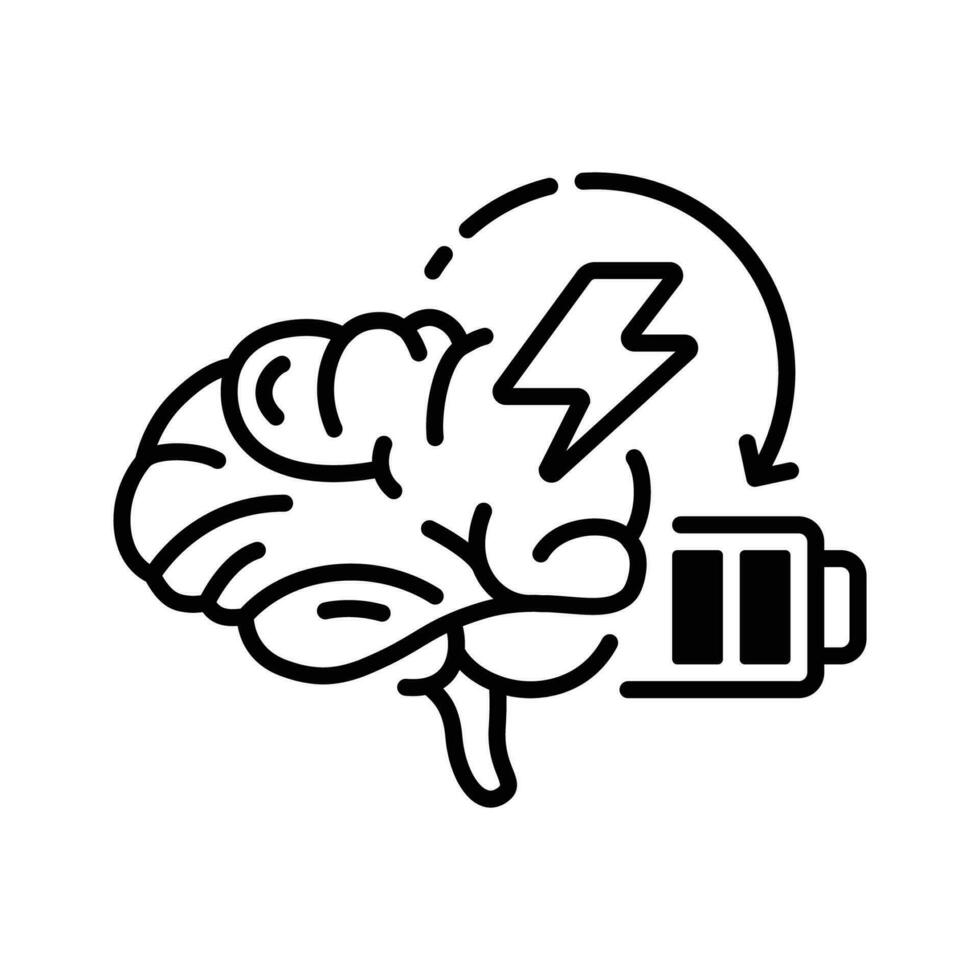 Brain and Battery Flash Line Icon Design for energy and electricity vector