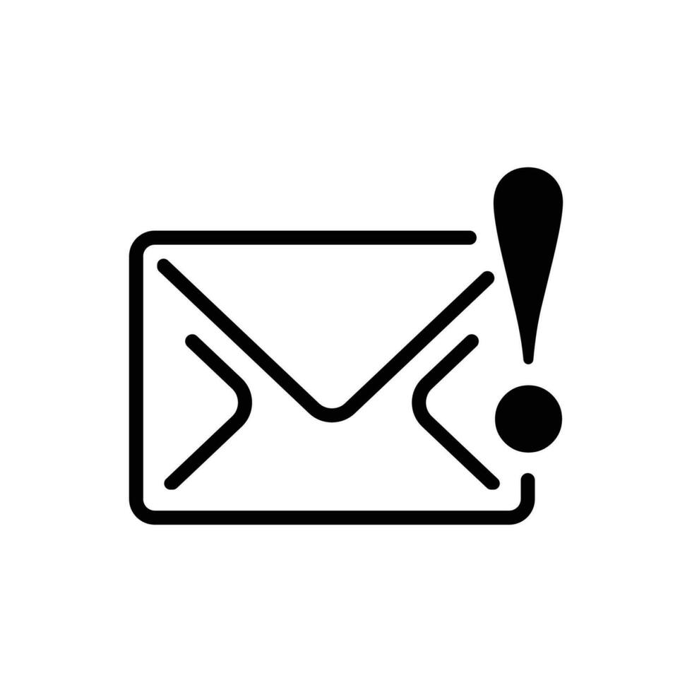 Email icon with warning exclamation mark notification in line style vector