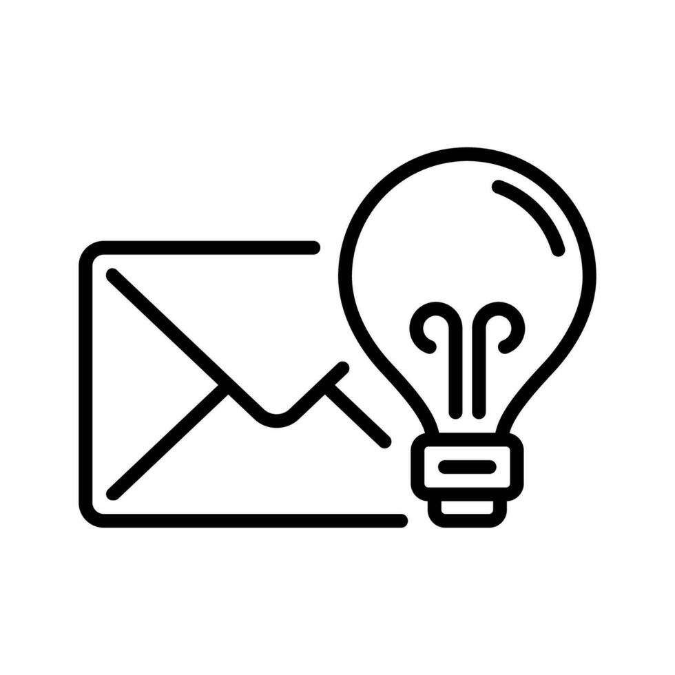 line style icon design of email and light bulb for idea and inspiration vector