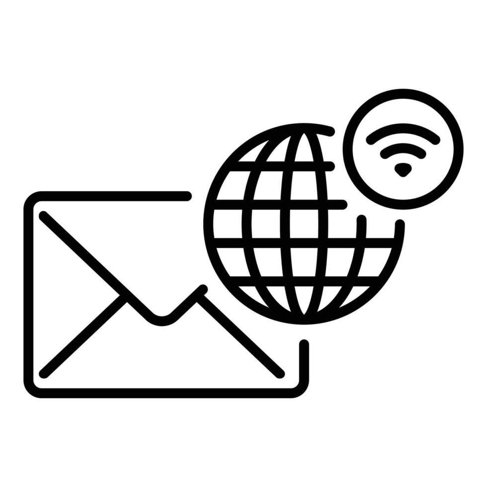 line style icon design of email with internet and wifi circle notification vector