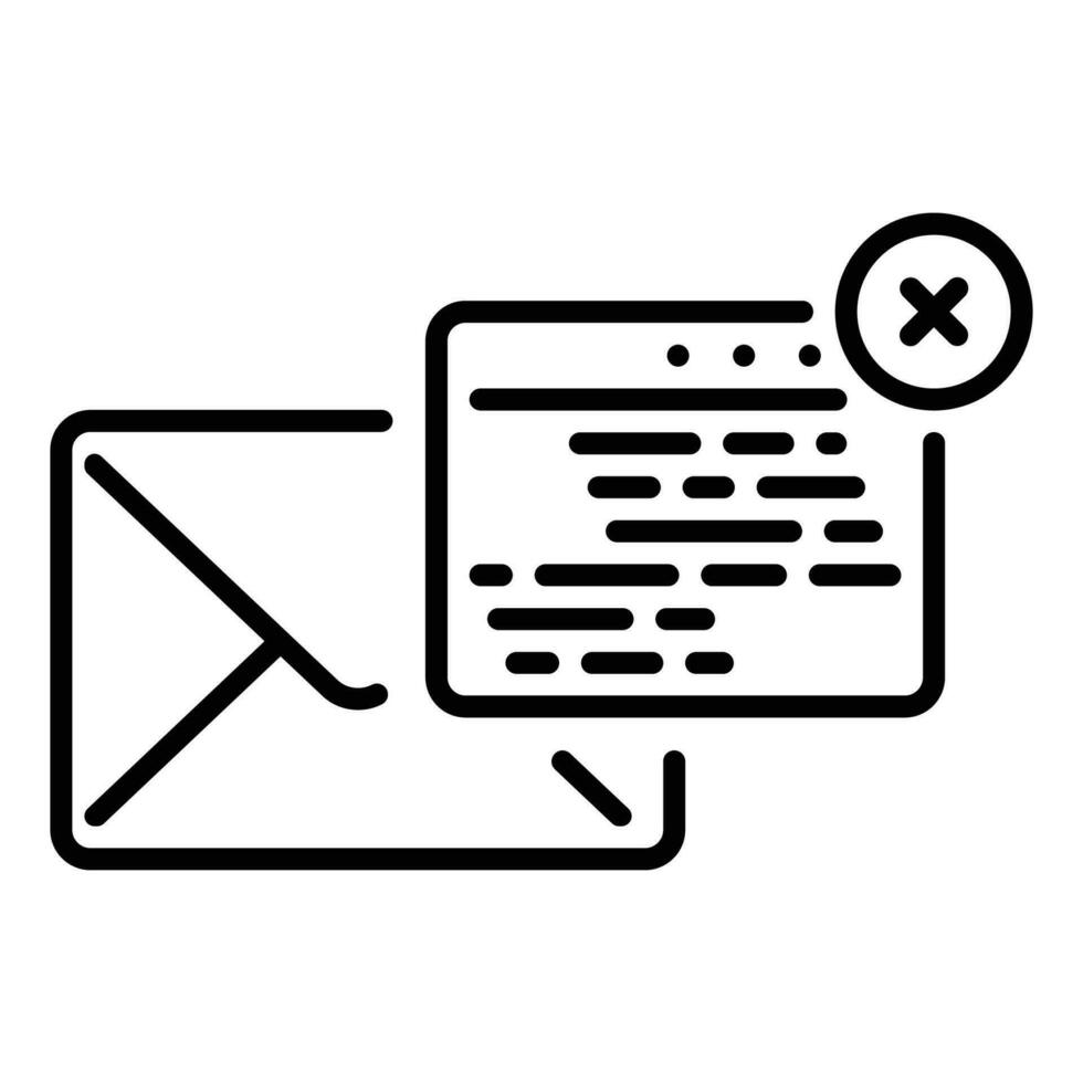 línea estilo icono diseño de correo electrónico con notificación de programación necesitar reparar o mantenimiento vector