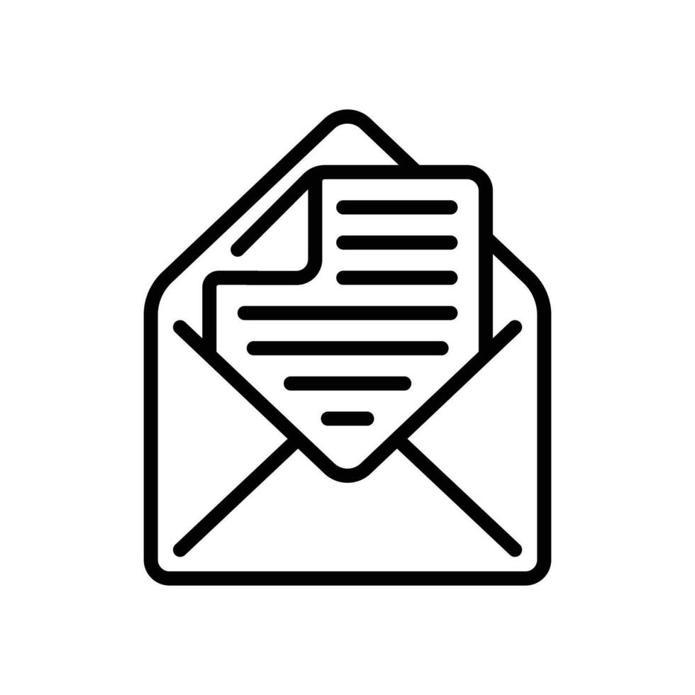 line icon design of read or open email with notes paper folded in top corner vector