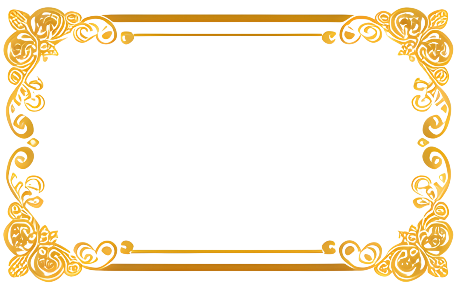 AI generated Sakura border frame gold luxury PNG transparent background