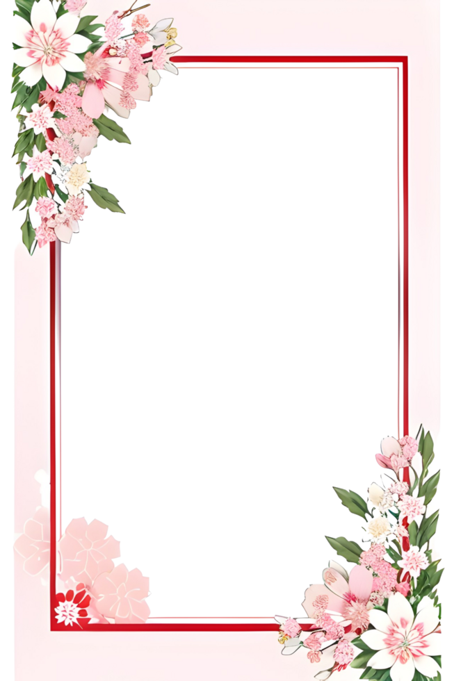 ai genererad sakura gräns ram, japansk gräns ram png transparent bakgrund