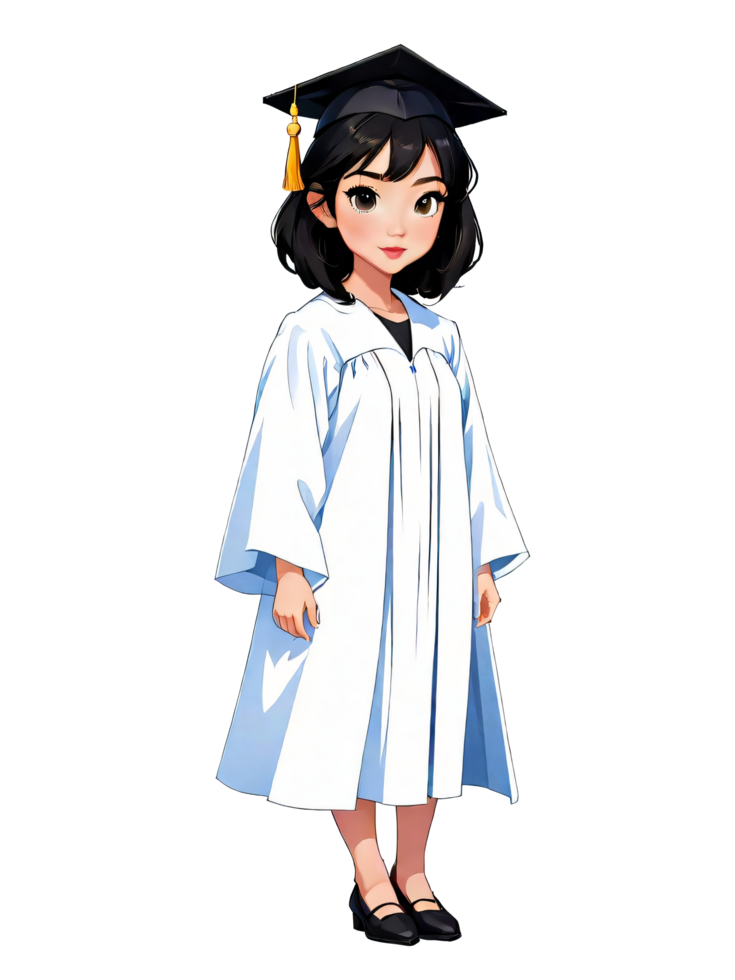 ai generato ragazza indossare bianca la laurea vestito png