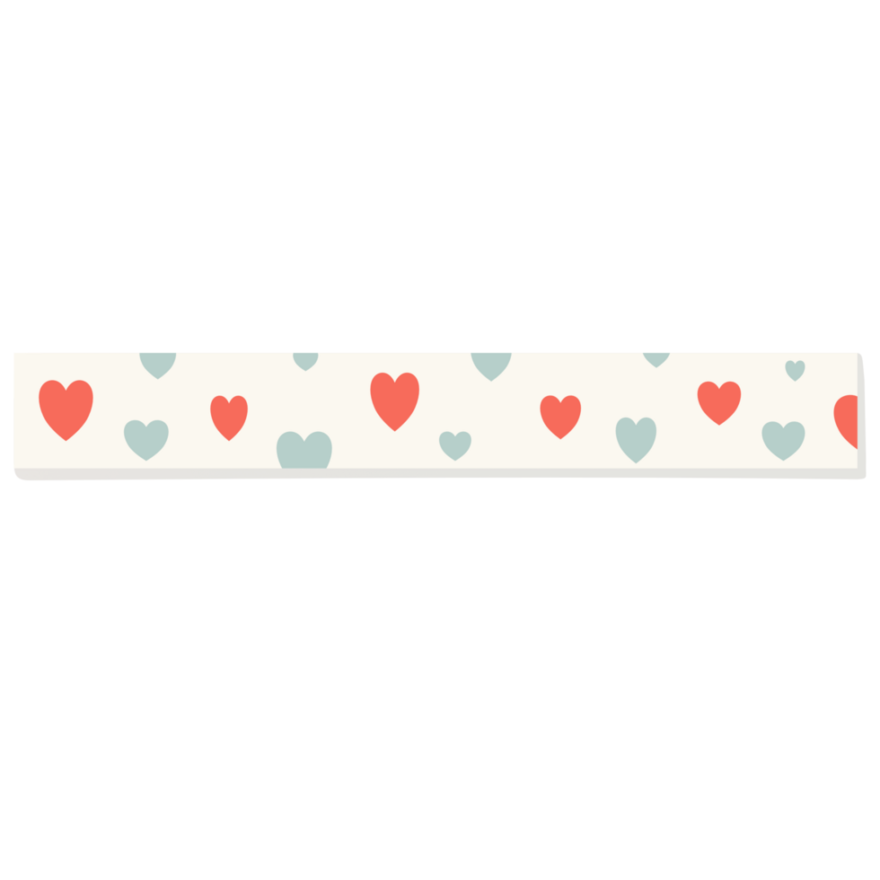 Red heart and Blue heart on white background washi tape on transparent background. png