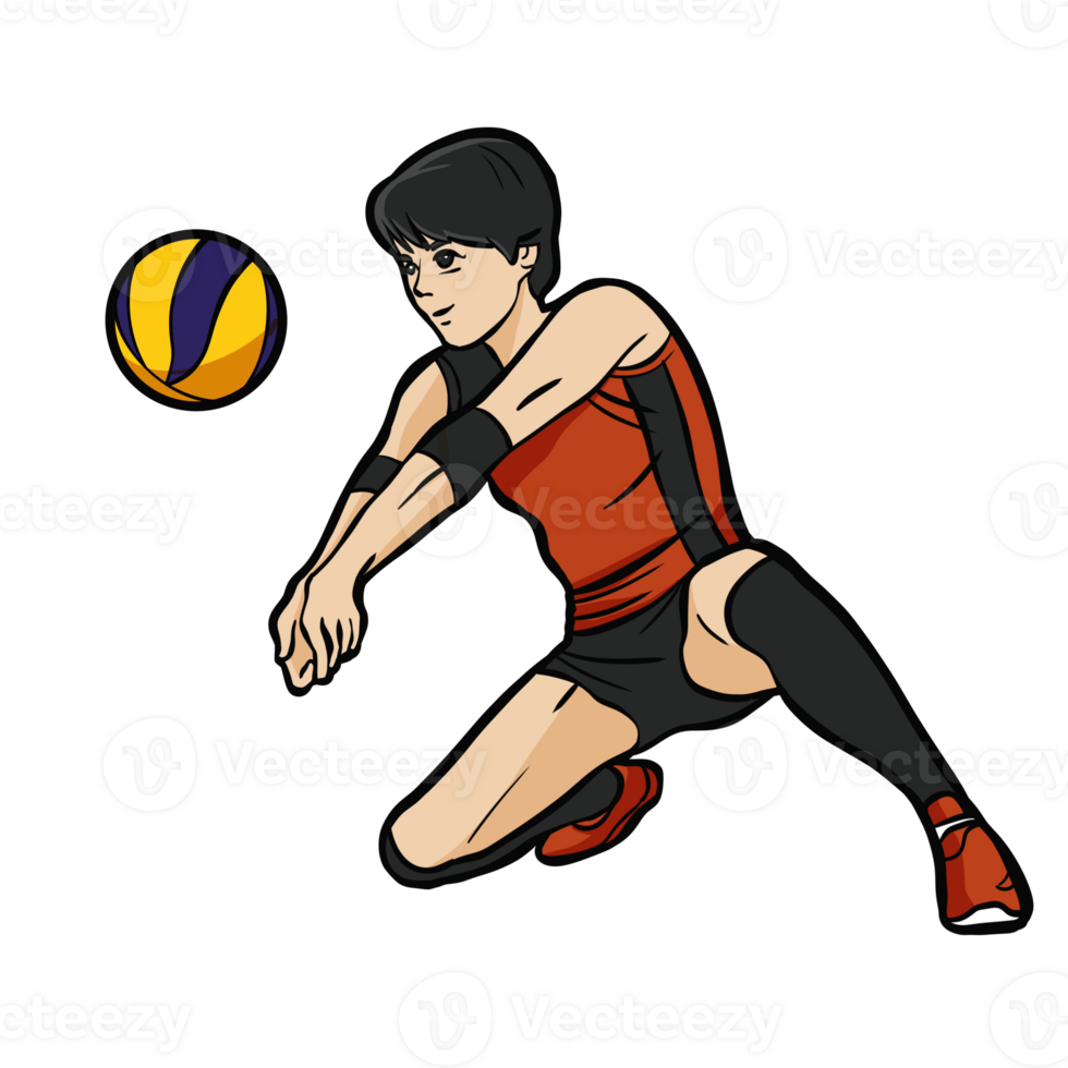 volleyball girl player action clipart png