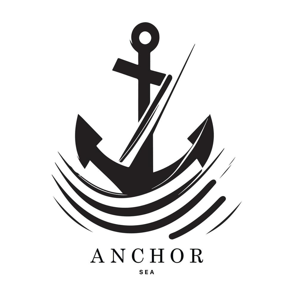 Marine emblems logo with anchor and rope, anchor logo - vector. Vector illustration