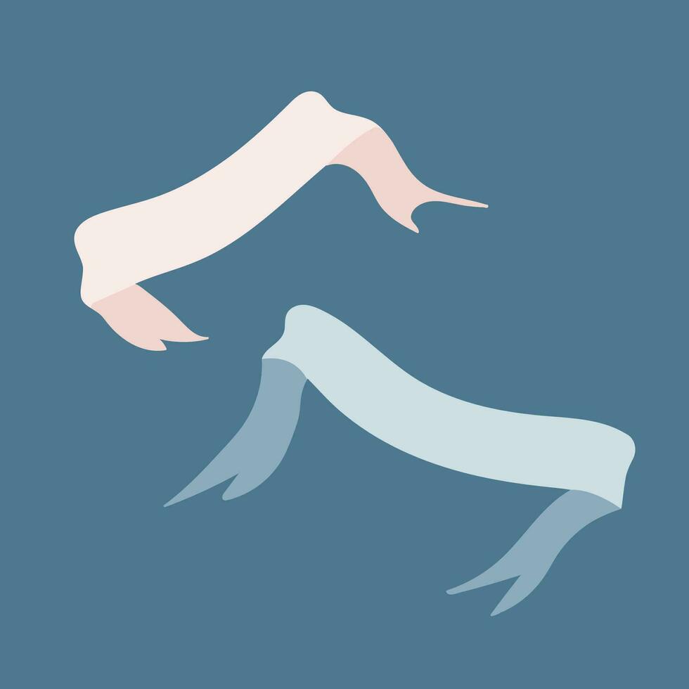 Vector illustration of two blue and pink ribbons.