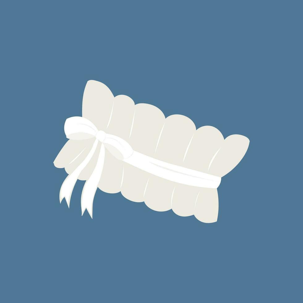 Bride garter vector illustration on blue background.