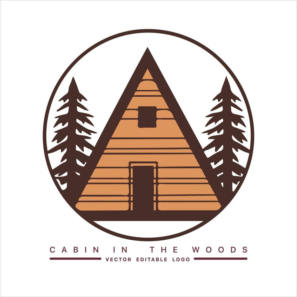 madera cabina logo modelo. cabina en el bosque vector ilustración. cabina alquileres logo. chalet en el bosque pegatina.