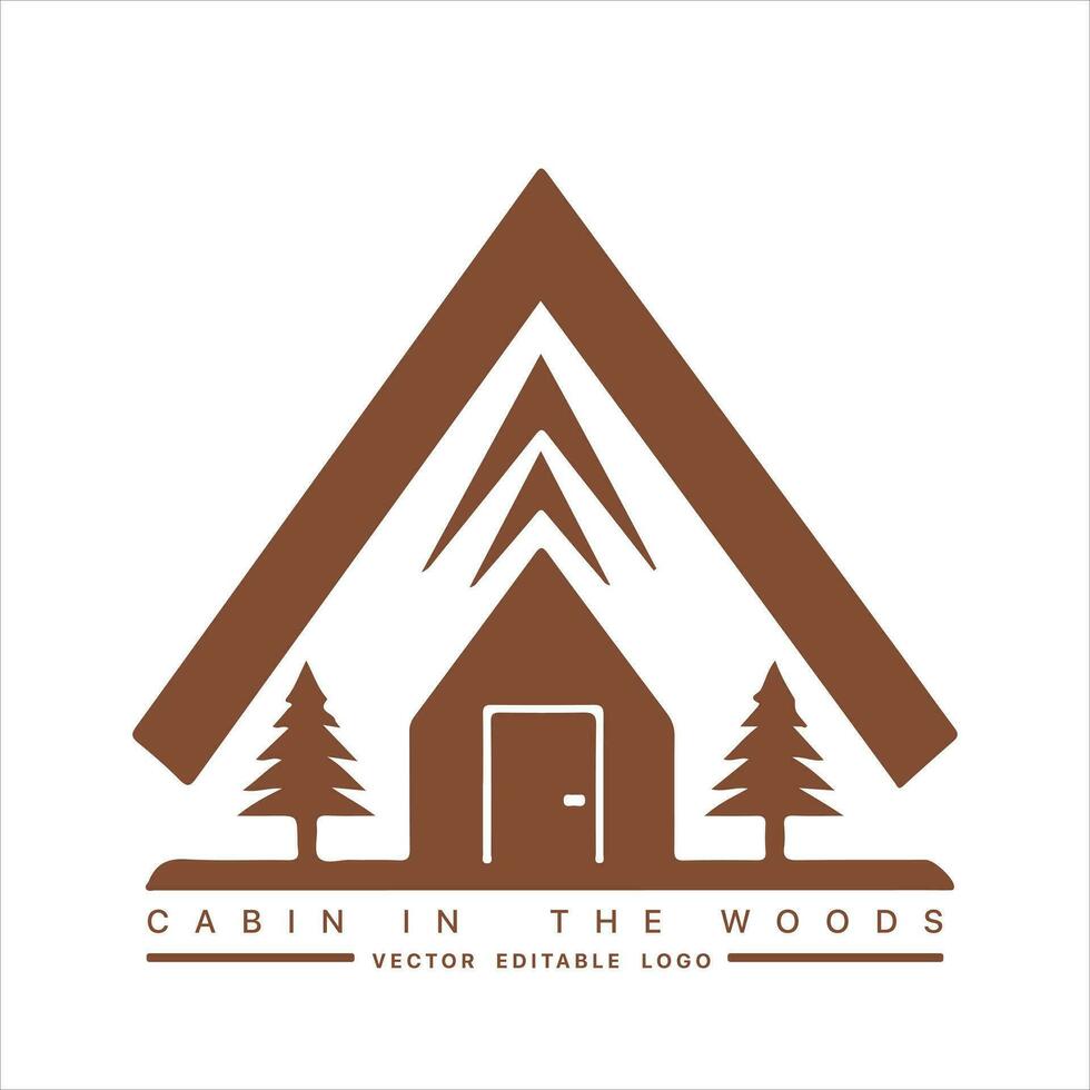 madera cabina logo modelo. cabina en el bosque vector ilustración. cabina alquileres logo. chalet en el bosque pegatina.