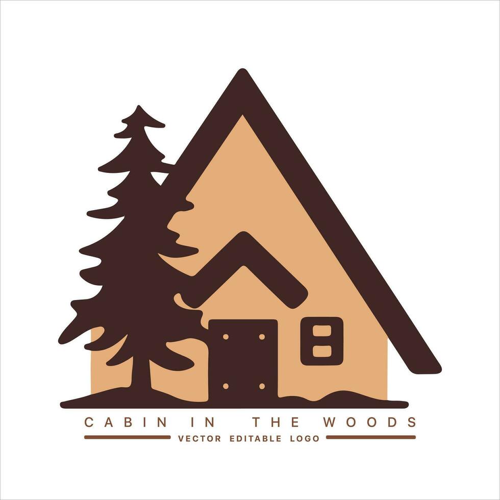 madera cabina logo modelo. cabina en el bosque vector ilustración. cabina alquileres logo. chalet en el bosque pegatina.