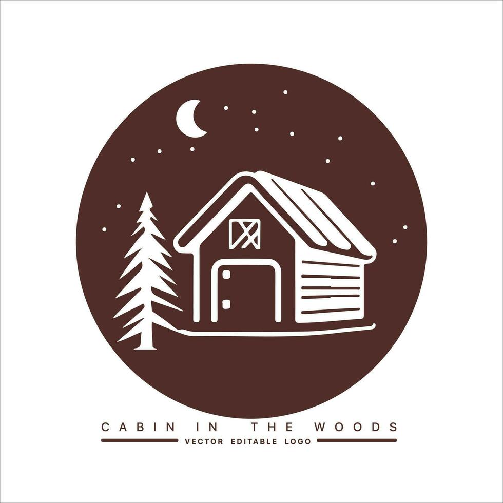 madera cabina logo modelo. cabina en el bosque vector ilustración. cabina alquileres logo. chalet en el bosque pegatina.