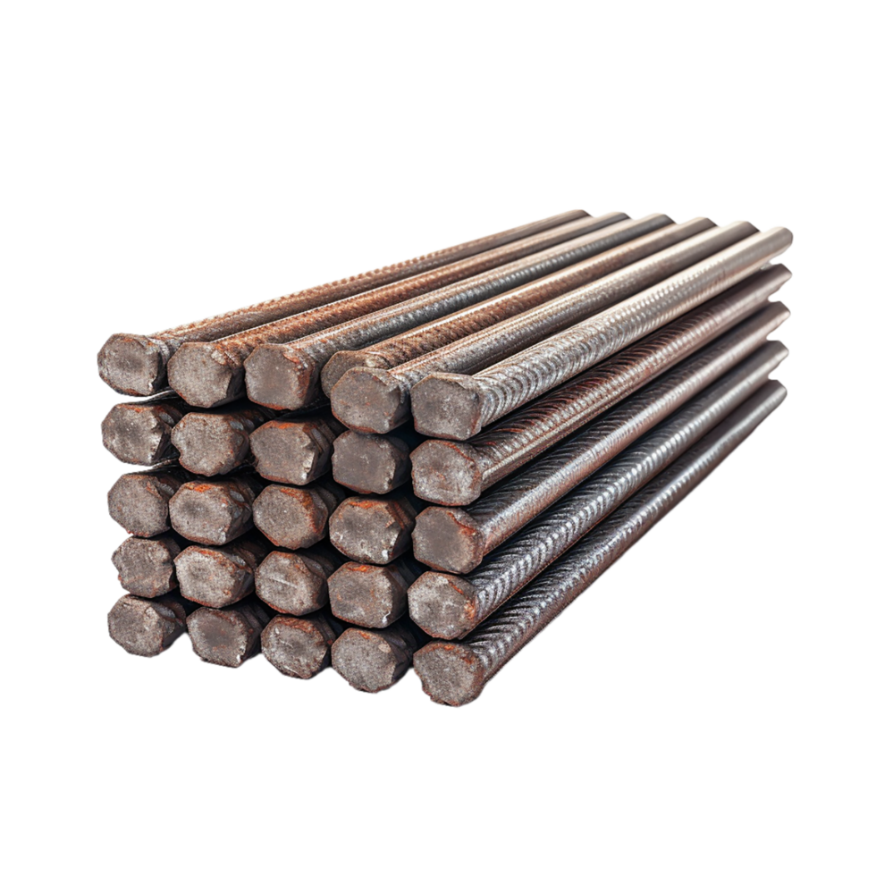 AI generated set of steel rods on transparent background PNG image