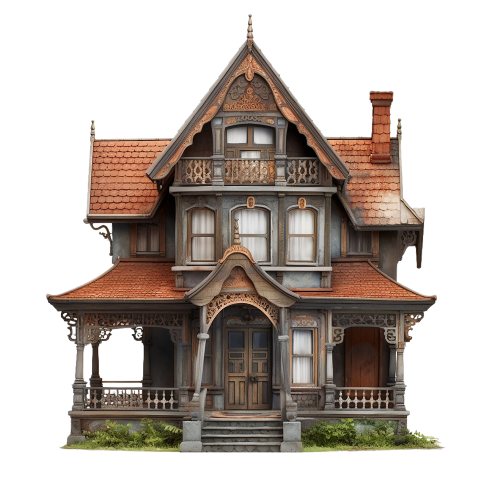 AI generated old wooden house on transparent background PNG image