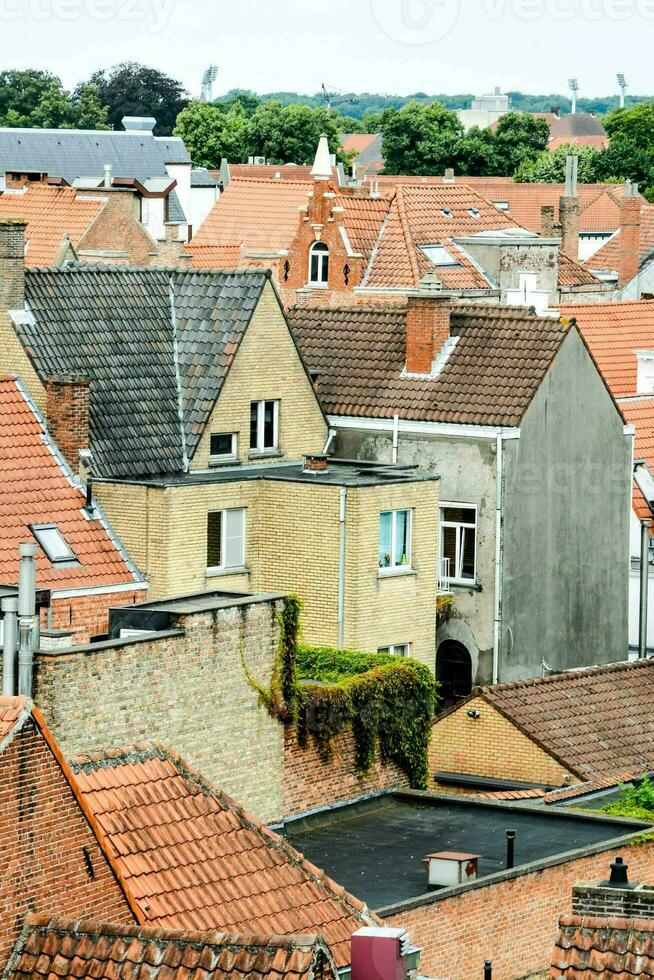 rooftops of a city with red tiles photo